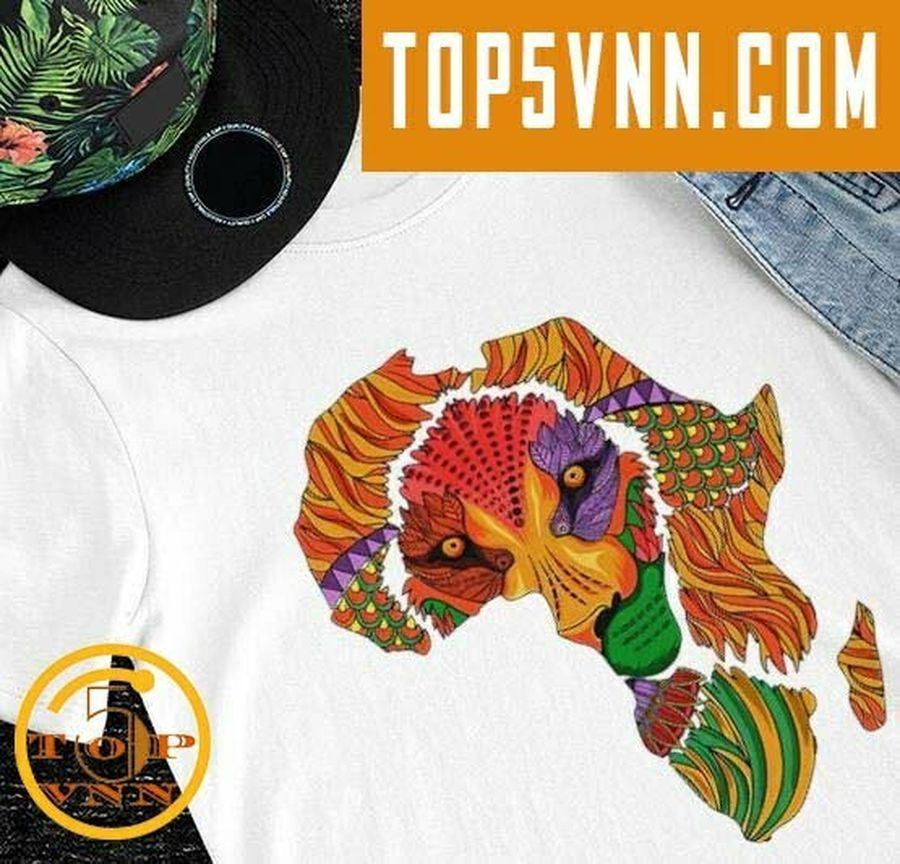 HOT NEW African American Lion face Map Fans Gifts Shirt