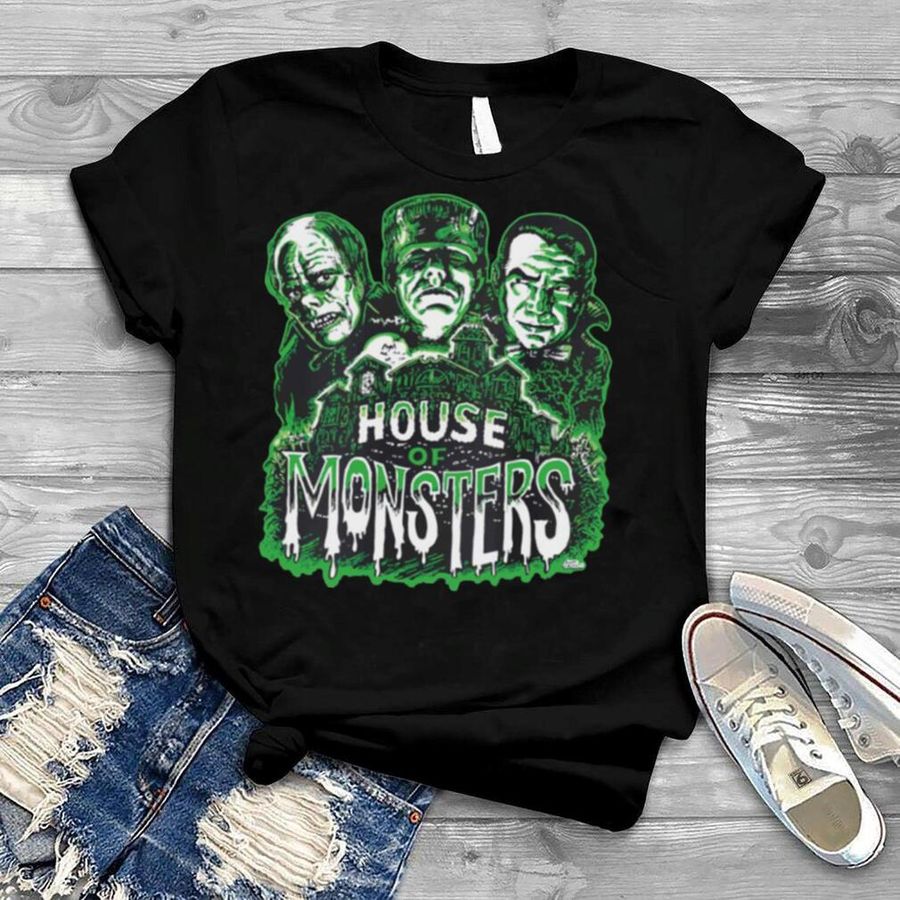House of Monsters Spooky Halloween Green shirt