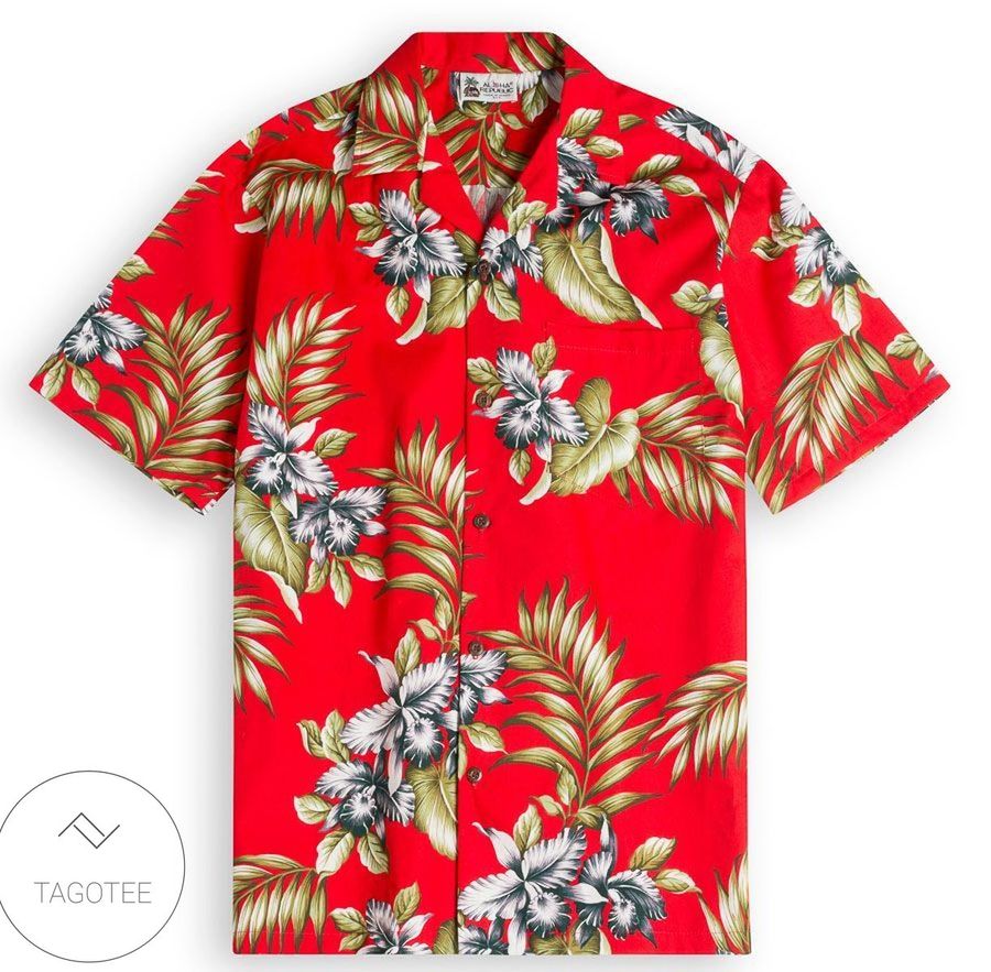 Hss147 Premium Orchids Red Hawaiian Shirt