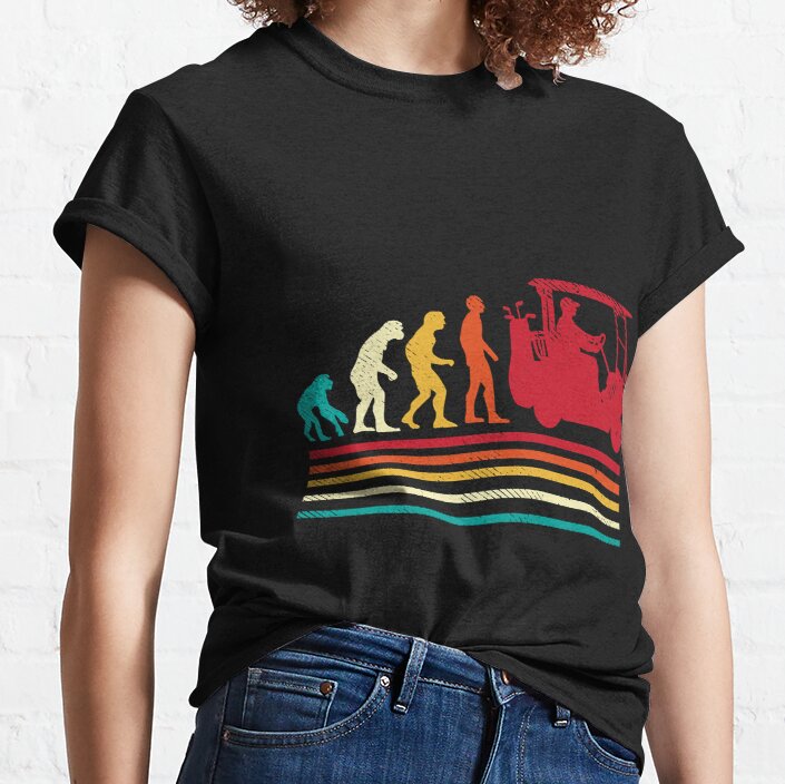 Human Evolution Golf Cart Funny Classic T-Shirt