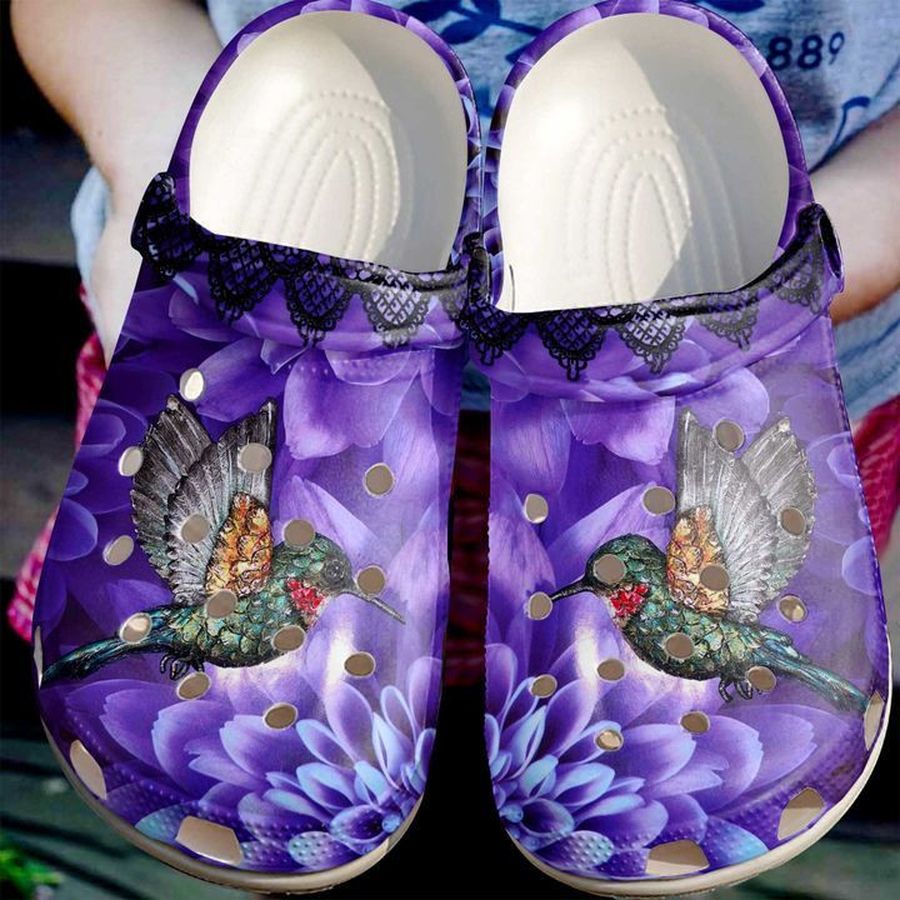 Hummingbird And Flowers Crocs Crocband Clog Comfortable For Mens Womens Classic Clog Water Shoes