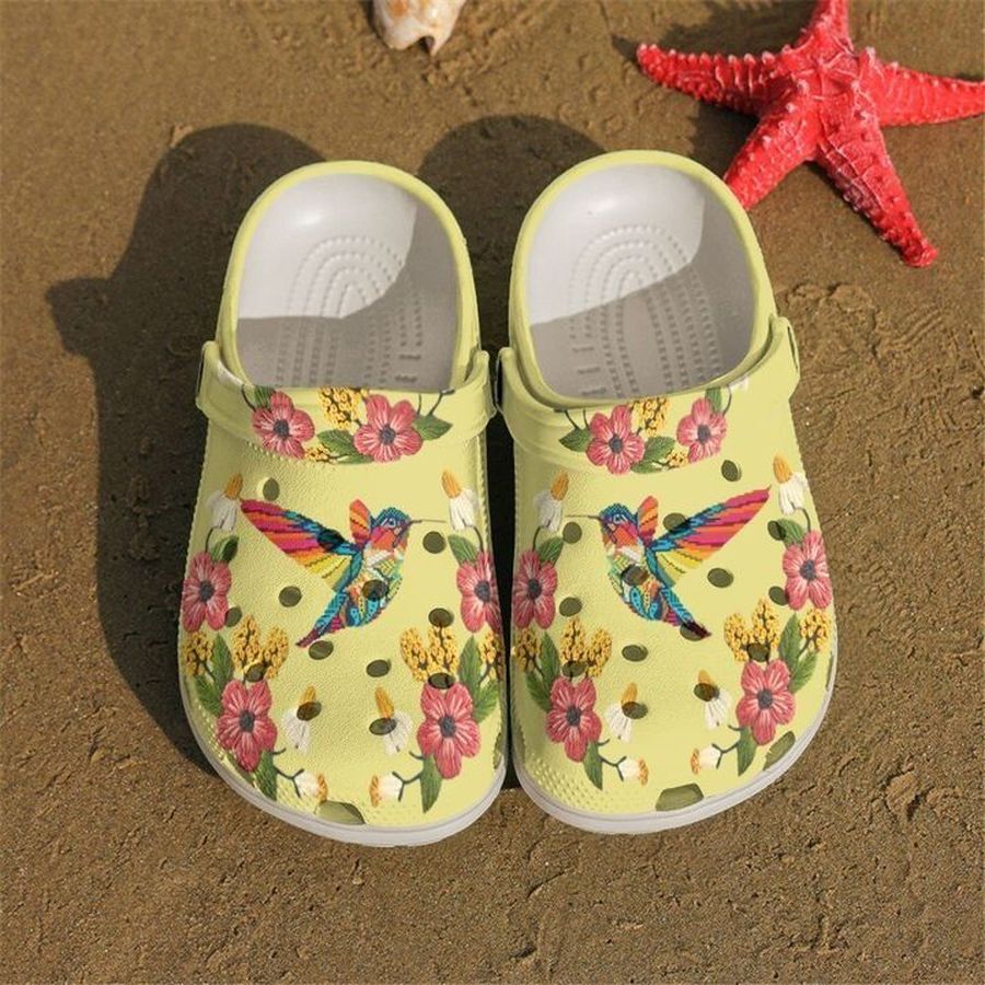 Hummingbird Floral Sku 1455 Crocs Crocband Clog Comfortable For Mens Womens Classic Clog Water Shoes