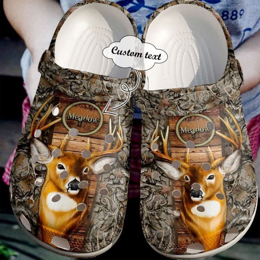 Hunting Personalized Deer Rubber Crocs Crocband Clogs, Comfy Footwear