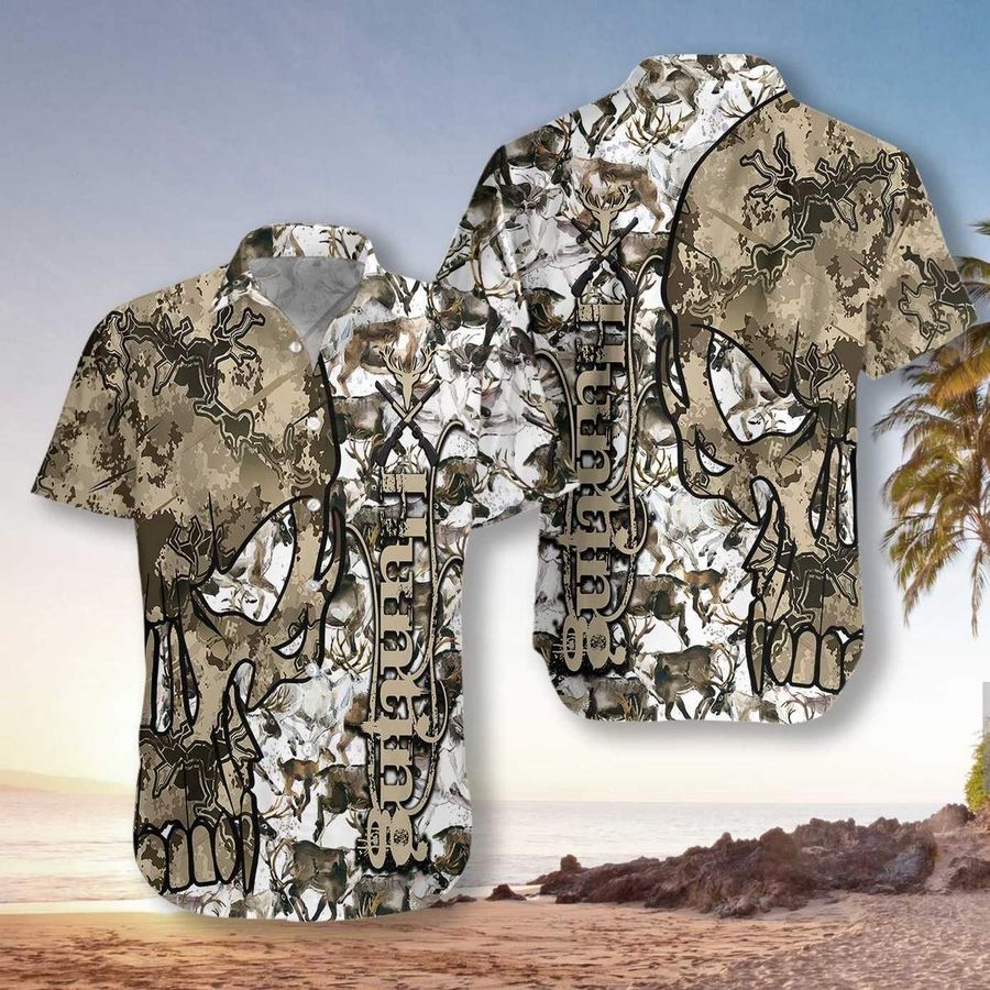 Hunting Skull Camo Unisex Hawaiian Shirt Pre12903, Hawaiian shirt, beach shorts, One-Piece Swimsuit, Polo shirt, funny shirts, gift shirts