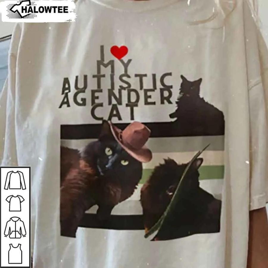 I Love My Autistic Agender Cat Shirt Gift For Cat Lover