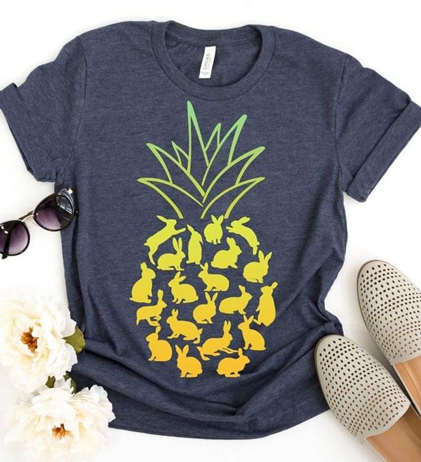 I Love My Bunny Rabbit Tropical Pineapples Fruit Dark Heather T Shirt Men And Women S-6XL Cotton