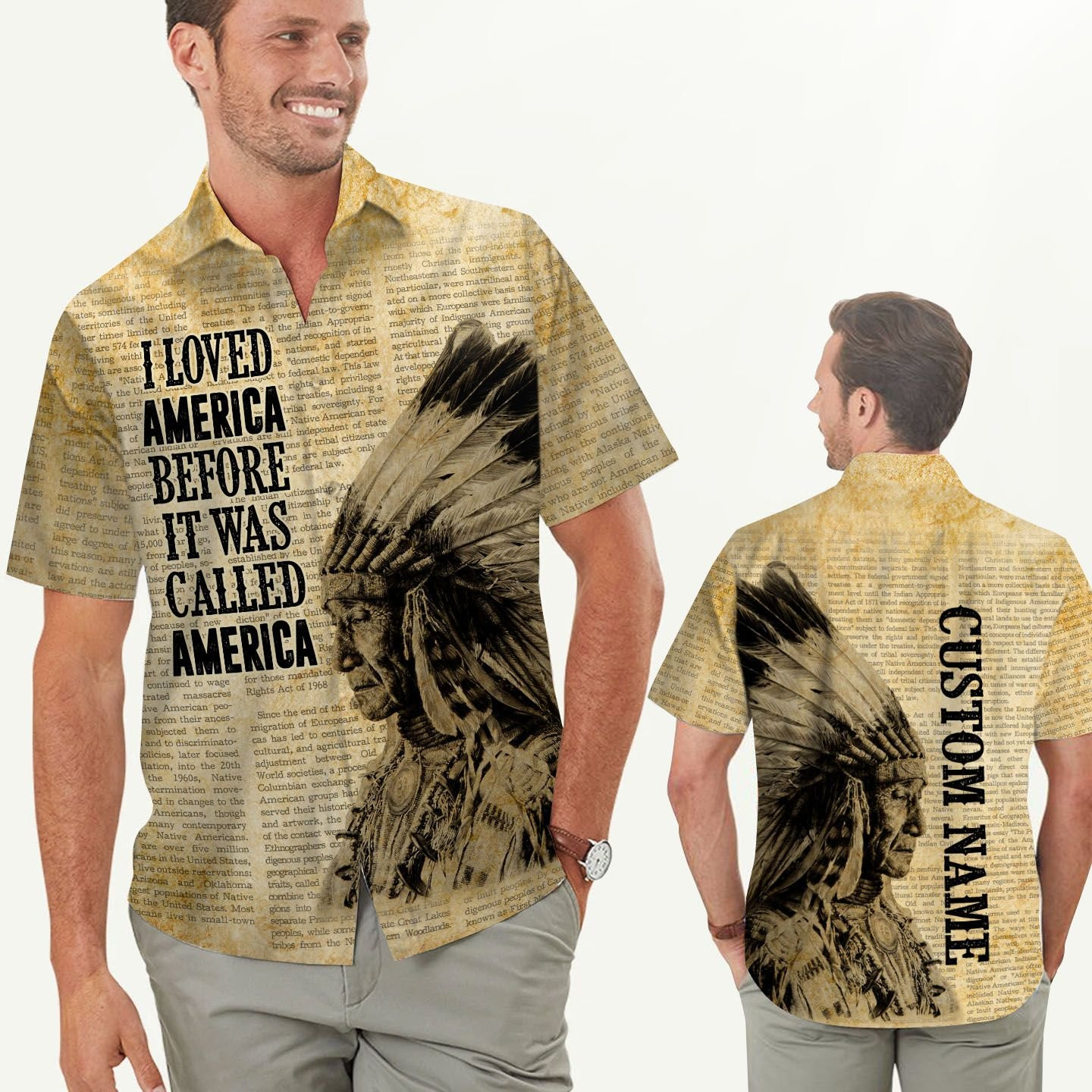 I Loved America Before It Was Called America Custom Name Vintage Men Hawaiian Shirt For Native Americans