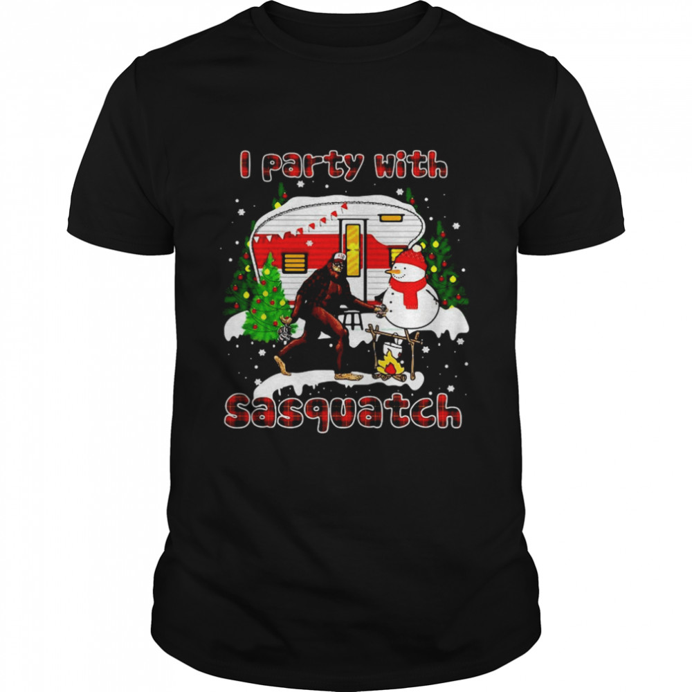 I Party With Sasquatch Bigfoot Camping Sasquatch Believers Christmas T-Shirt, Tshirt, Hoodie, Sweatshirt, Long Sleeve, Youth, funny shirts