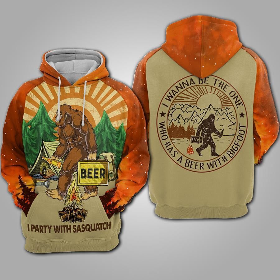 I Party With Sasquatch The Bigfoot 3D Hoodie All Over Printed Hoodie