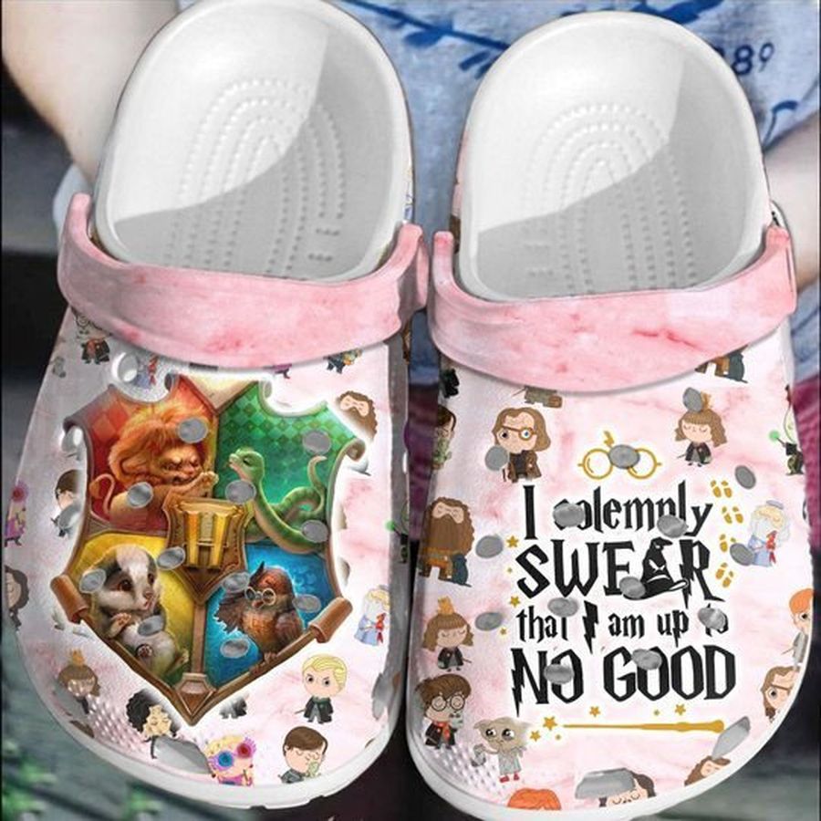 I Solemnly Swear That I Am Up No Good Pink For Men And Women Rubber Crocs Crocband Clogs, Comfy Footwear