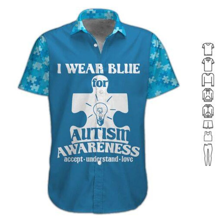 I Wear Blue Hawaiian Shirt Pre12914, Hawaiian shirt, beach shorts, One-Piece Swimsuit, Polo shirt, funny shirts, gift shirts, Graphic Tee