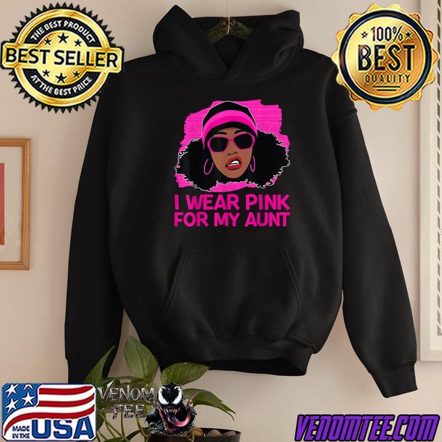 I Wear Pink For My Aunt Breast Cancer Awareness Black Women T-Shirt
