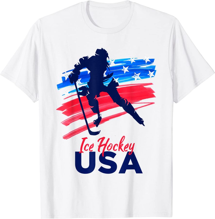 Ice Hockey USA Support the Team Tshirt USA Flag Hockey Lover_2