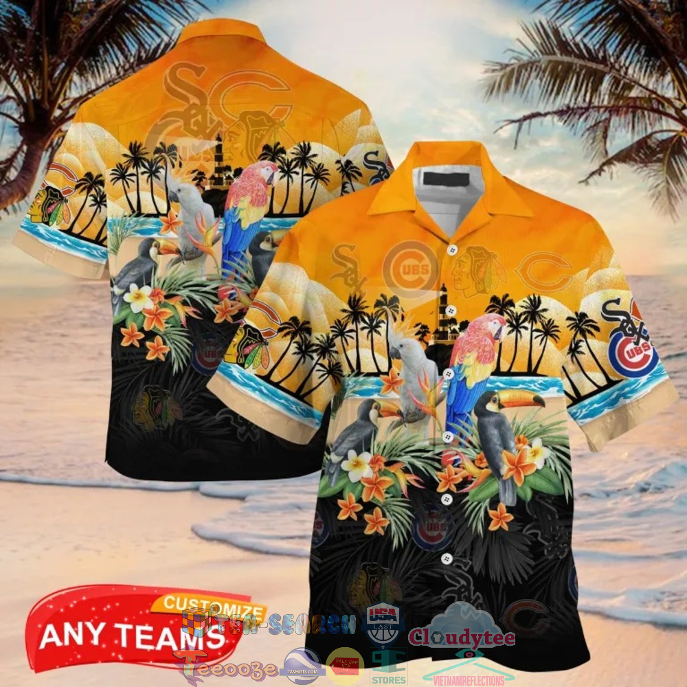 Illinois Sport Teams Palm Tree Parrot Hawaiian Shirt – Saleoff