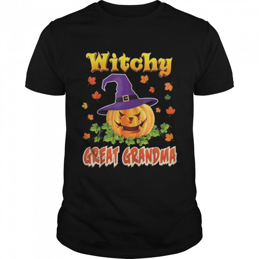 I'm The Witchy Great Grandma Witch Broom Halloween Pumpkin T-Shirt B0BBH7MD4Q