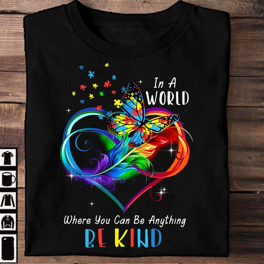 In a world where you can be anything, be kind – Autism awareness, puzzle butterfly
