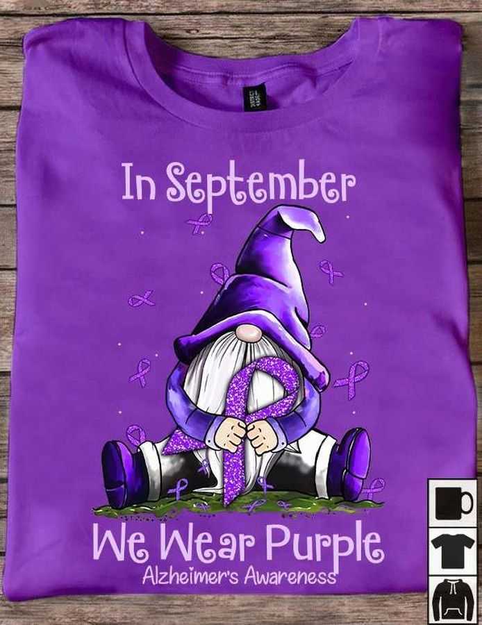 In september we wear purple – Alzheimer's awareness, garden gnome