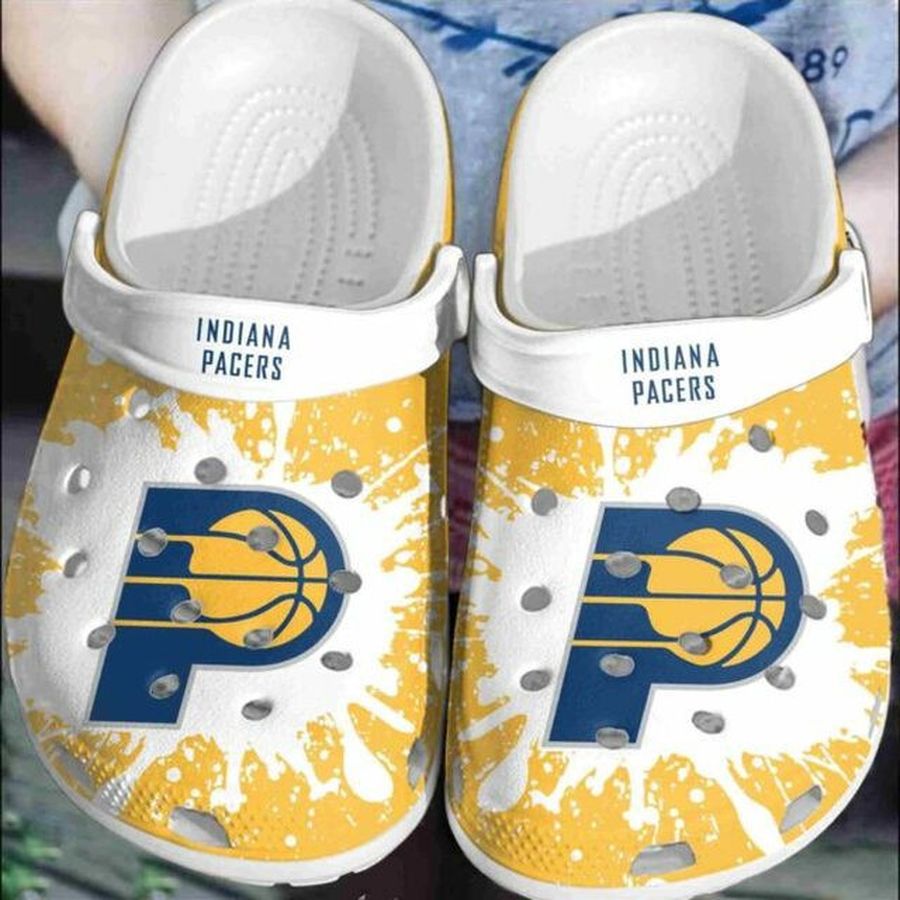 Indiana Pacers On Yellow Crocs Crocband Clog Comfortable Shoes