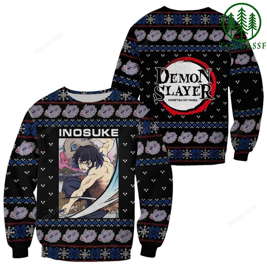 Inosuke Ugly Christmas Sweater and Hoodie Demon Slayer Anime Xmas Gift Custom Clothes