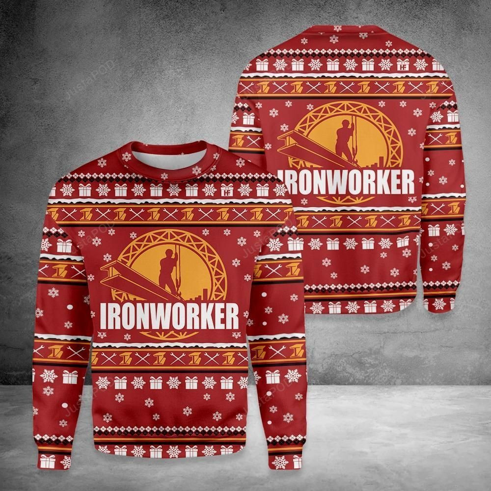 Ironworker Merry Christmas Ugly Christmas Sweater All Over Print Sweatshirt
