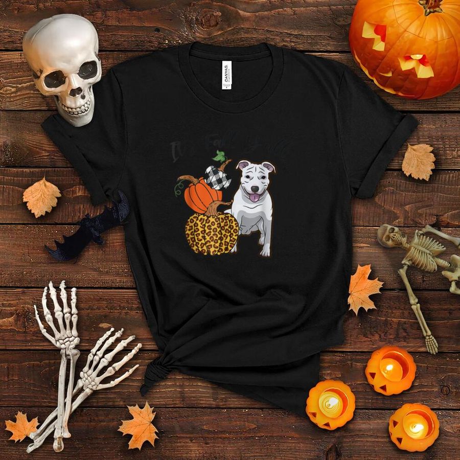 It's Fall Y'all Pitbull Leopard Pumpkin Falling T Shirt