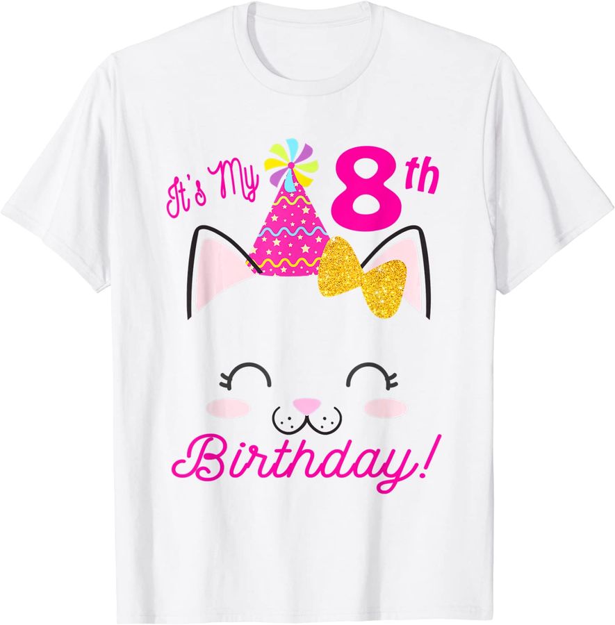 Its My 8th Birthday Shirt Girl Kitty Cat theme Party (eight)_1