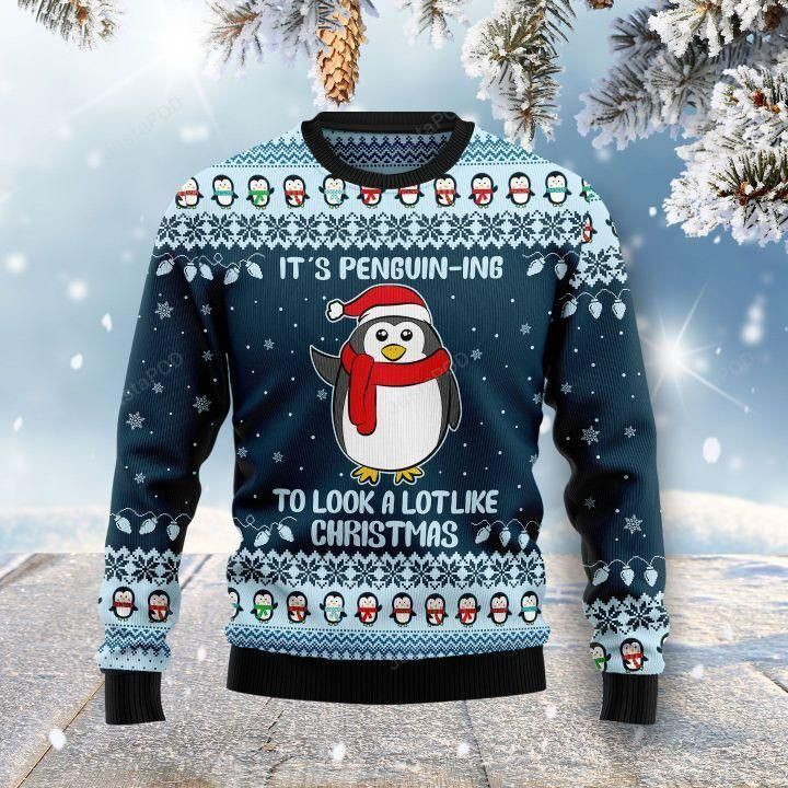 Its Penguin-ing Ugly Christmas Sweater All Over Print Sweatshirt Ugly