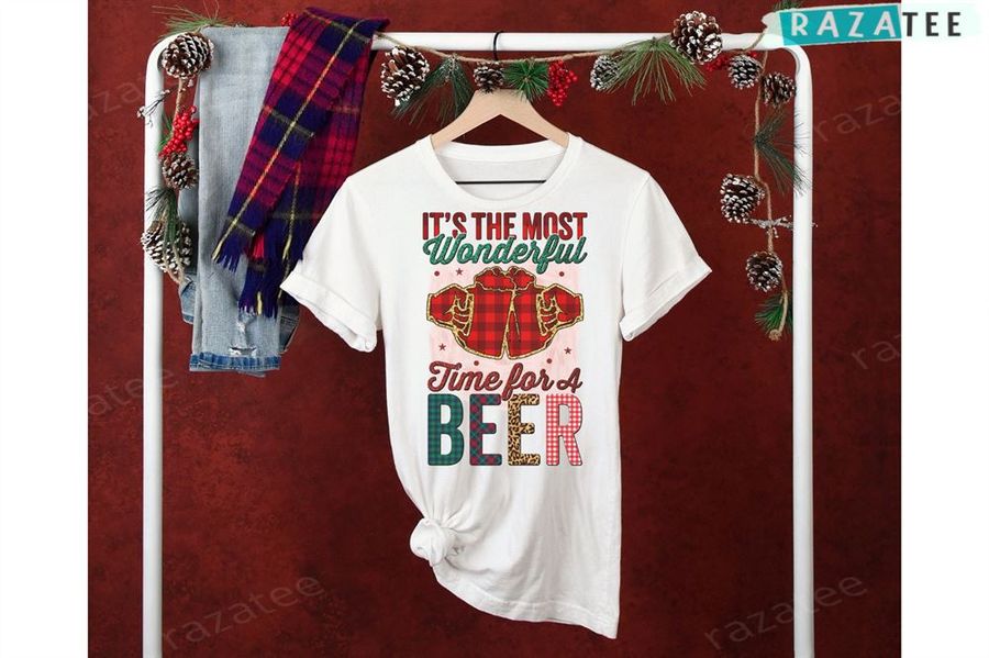 It's The Most Wonderful Time For A Beer Christmas Shirt Tee Funny Xmas Shirt, Holiday T Shirt