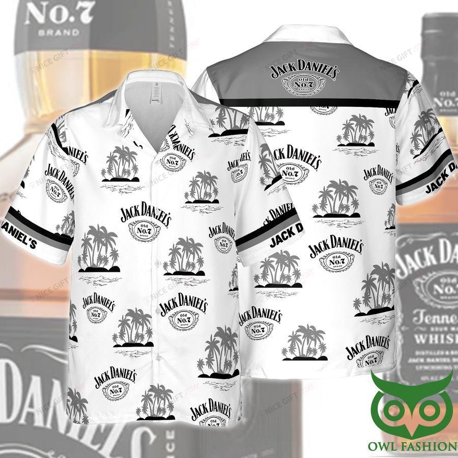 Jack Daniel's Coconut Palm Gray Tropical Hawaiian Shirt