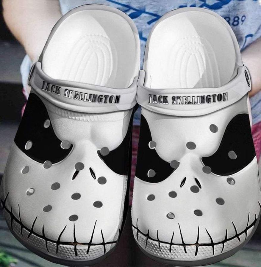 Jack Skellington Face Crocs Crocband Clogs, Comfy Footwear, Shoes 1