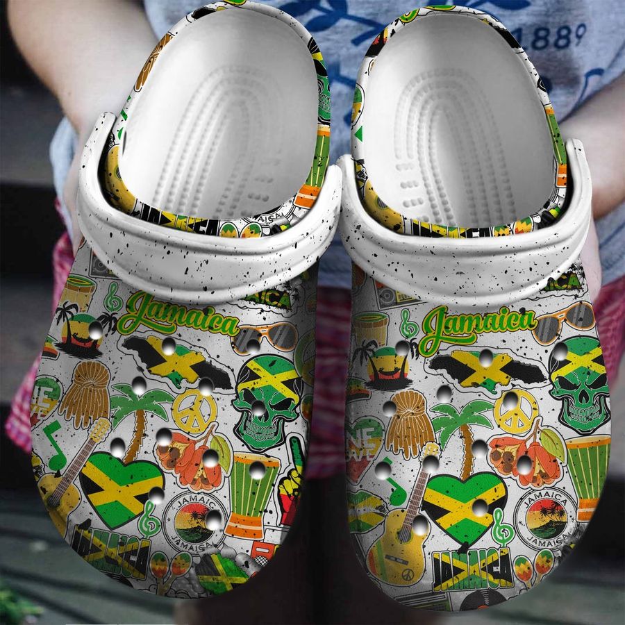 Jamaican Symbols Gift For Fan Classic Water Rubber Crocs Crocband Clogs, Comfy Footwear