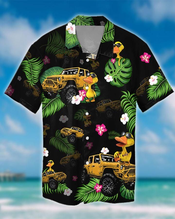 Jeep And Duck Tropical Hawaiian Shirt Pre10099, Hawaiian shirt, beach shorts, One-Piece Swimsuit, Polo shirt, funny shirts, gift shirts, Graphic Tee