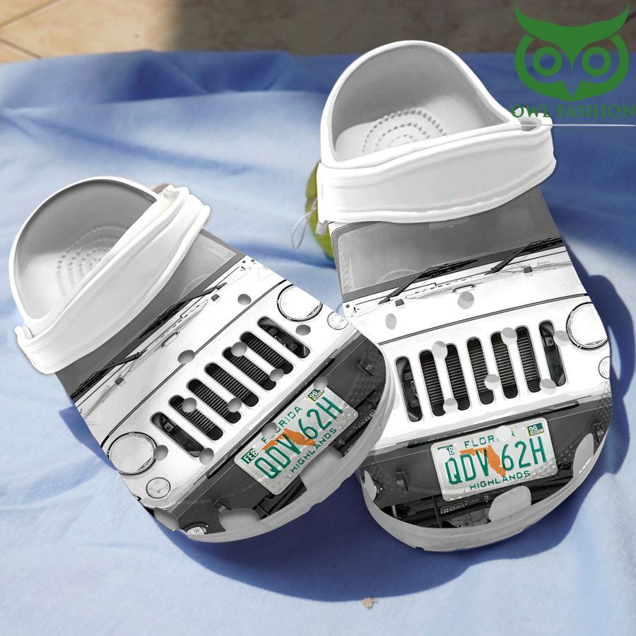 Jeep Florida number plate white crocs Slippers
