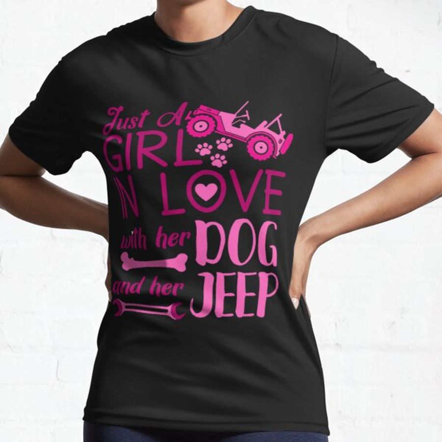 Jeep girl in love with her dog and her jeep Active T-Shirt