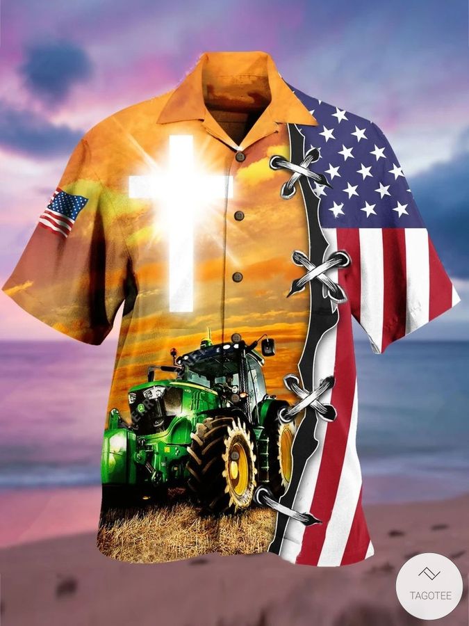 Jesus Tractor Hawaiian Shirt
