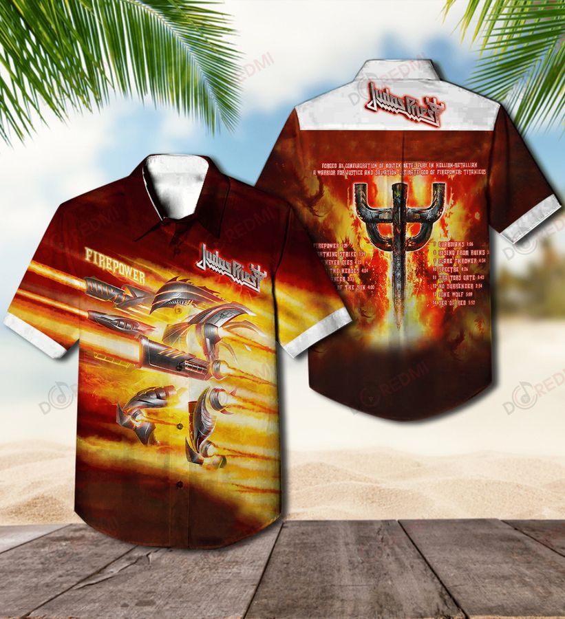 Judas Priest Firepower Tour Black Concert Rock Men Hawaii Shirt