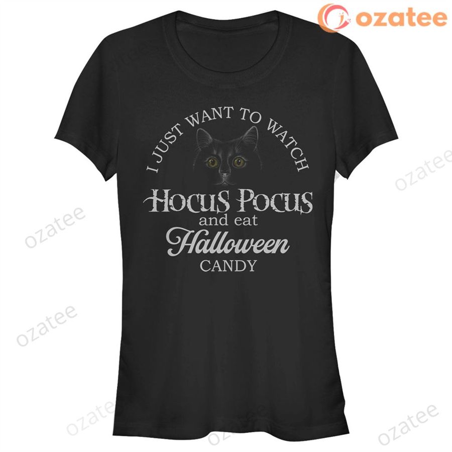 Junior's  Hocus Pocus Just Want to Eat Halloween Candy T-Shirt