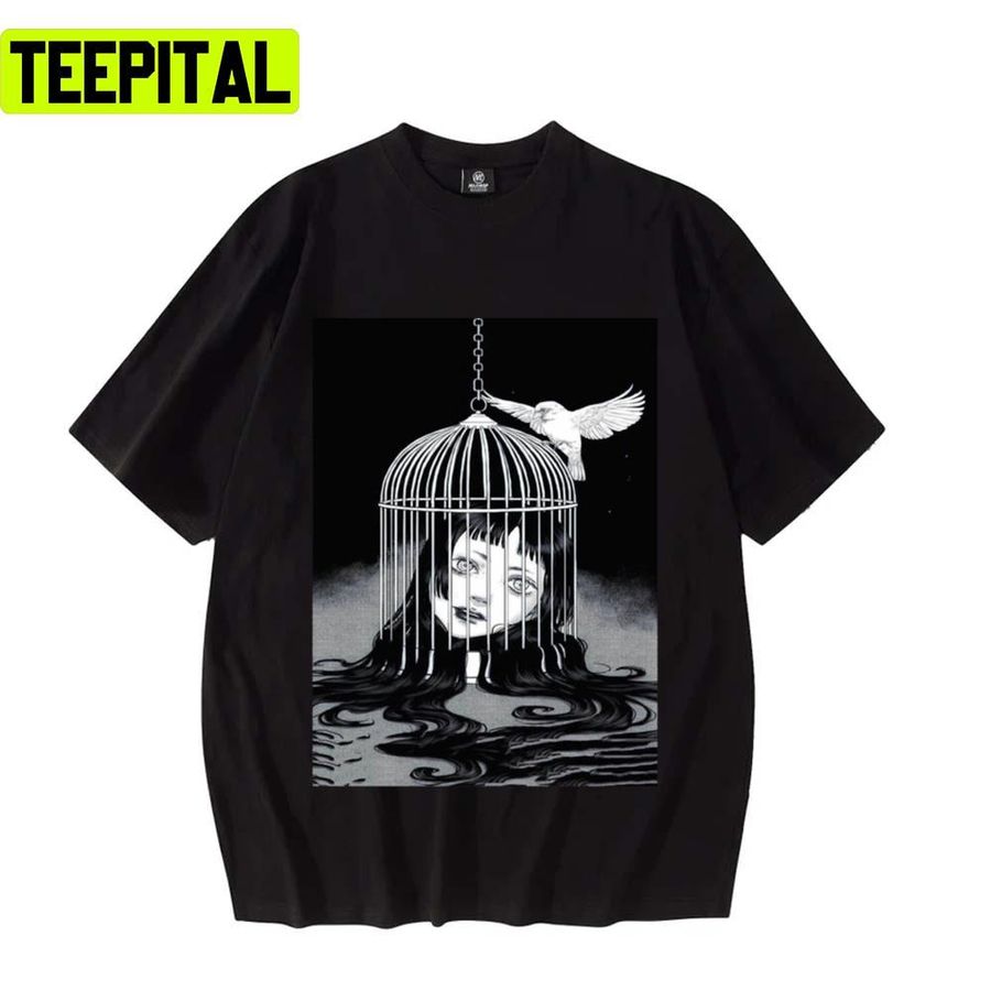 Junji Ito Horror Manga Cage Girl And Bird Unisex T-Shirt