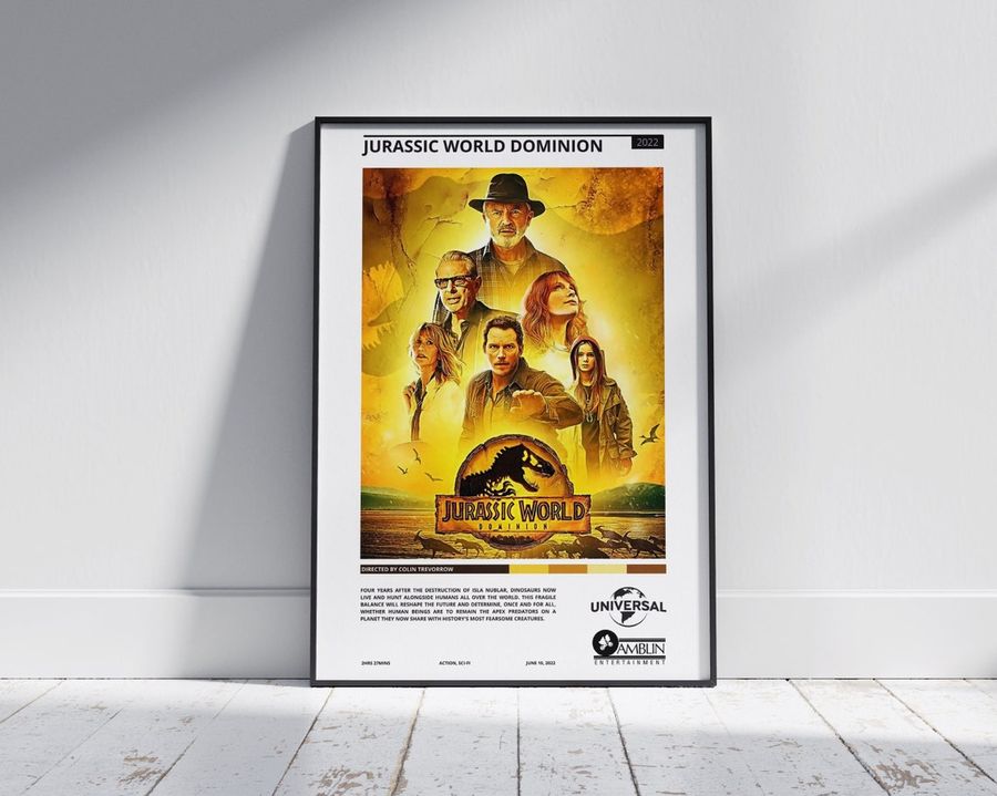 Jurassic World Dominion-Framed Movie Poster, Oil painting, Movie show print, gift for him, gift for her
