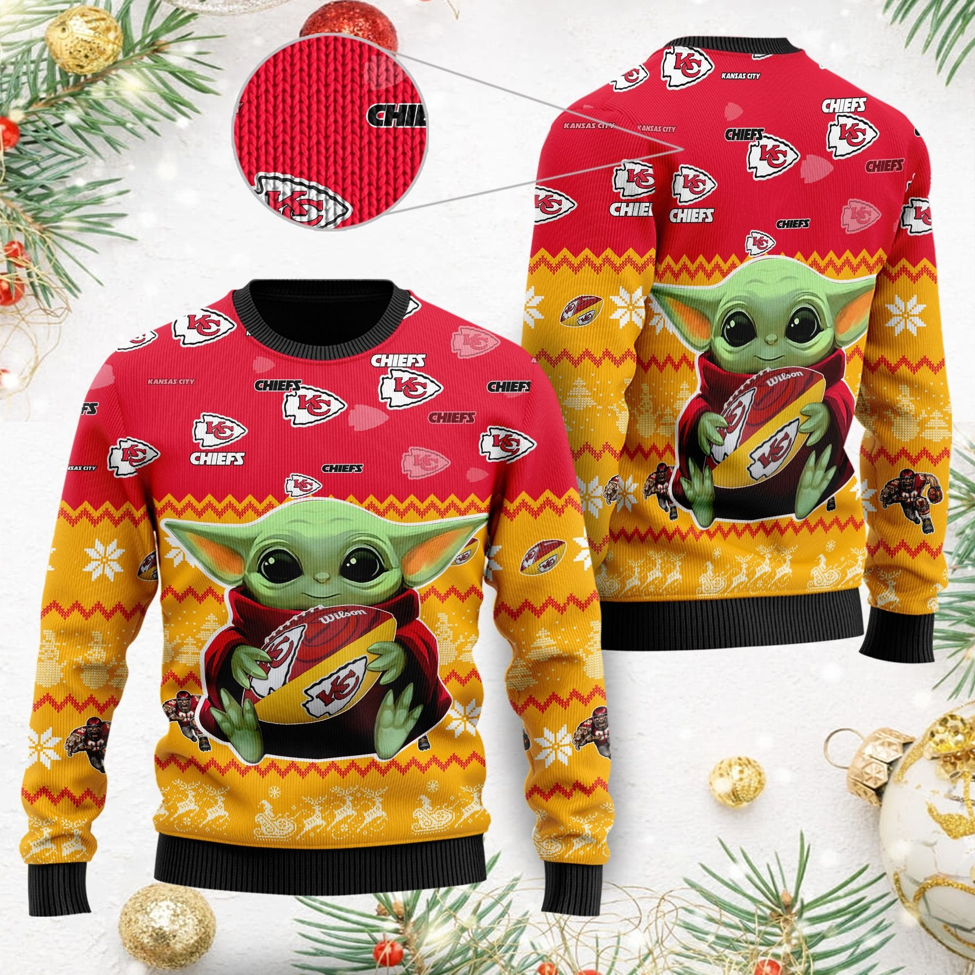 Kansas City Chiefs Baby Yoda Ugly Christmas Sweater Ugly Sweater