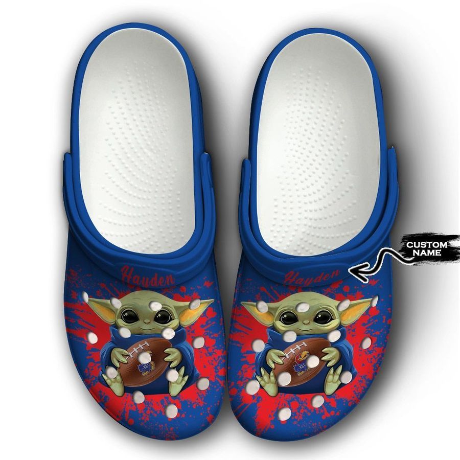 Kansas Jayhawks Baby Yoda Crocs Classic Clogs Shoes Design Outlet For Adult Men Women