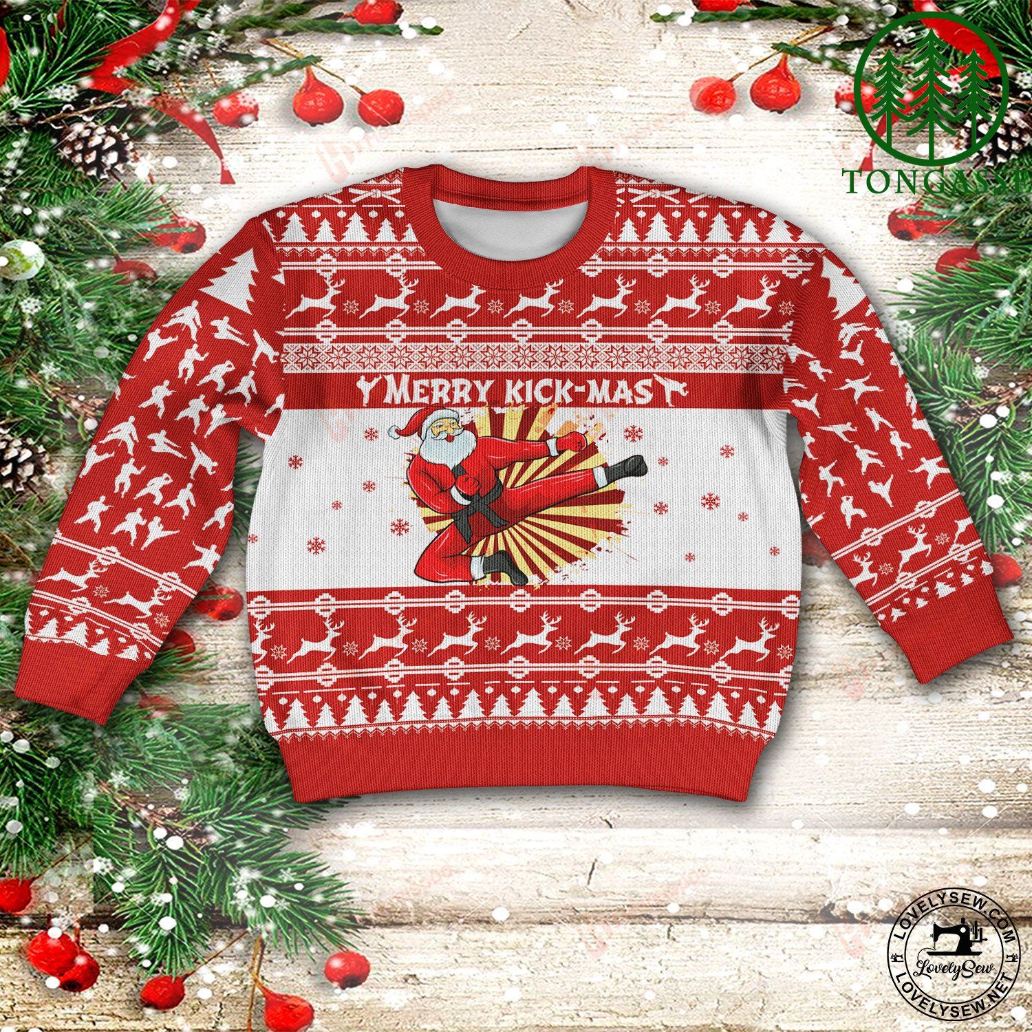 Karate Santa Merry Kick mas Ugly Sweater