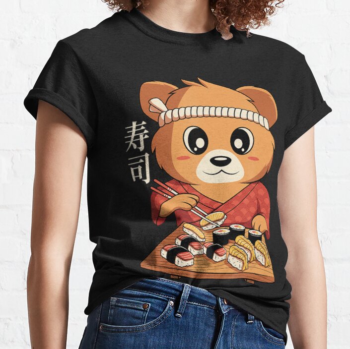 Kawaii Bear Sushi Vintage Japanese Anime Lover Classic T-Shirt