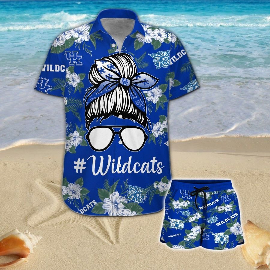 Kentucky Wildcats Girl Messy Bun Short Sleeve Button Up Tropical Aloha Hawaiian Shirts For Men Women