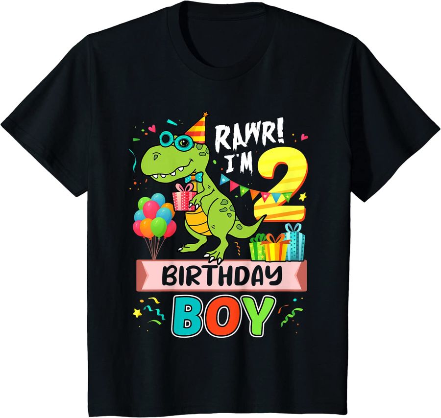 Kids 2nd Birthday Boy T Rex Dinosaur Rawr I'm 2 Year Old_1