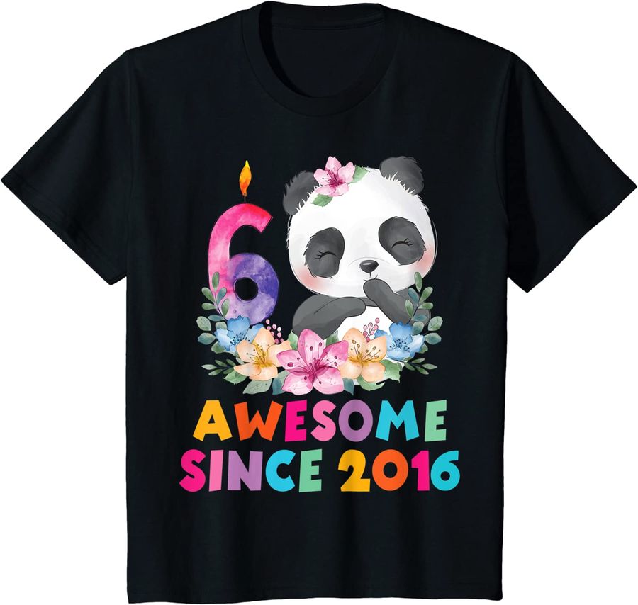 Kids Awesome Since 2016 6th Birthday 6 Years Old Panda Unicorn