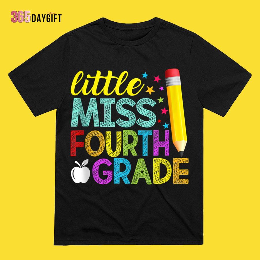 Kids Funny Back To School Little Miss 4th Grade Shirt