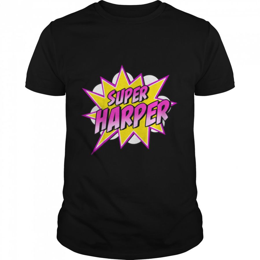 Kids Girls Harper Name Comic Book Superhero T-Shirt B09QL9GPVQ
