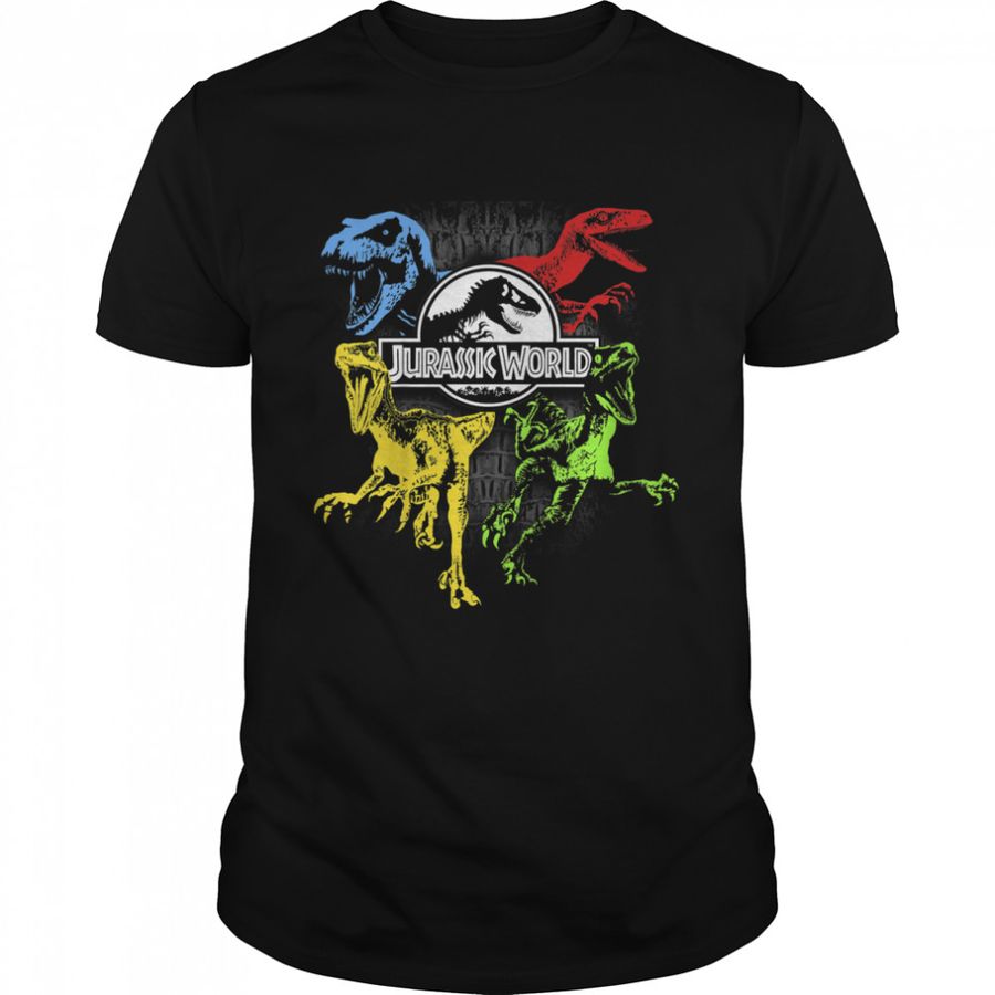 Kids Jurassic World Primary Color Raptors & T-Rex Graphic T-Shirt