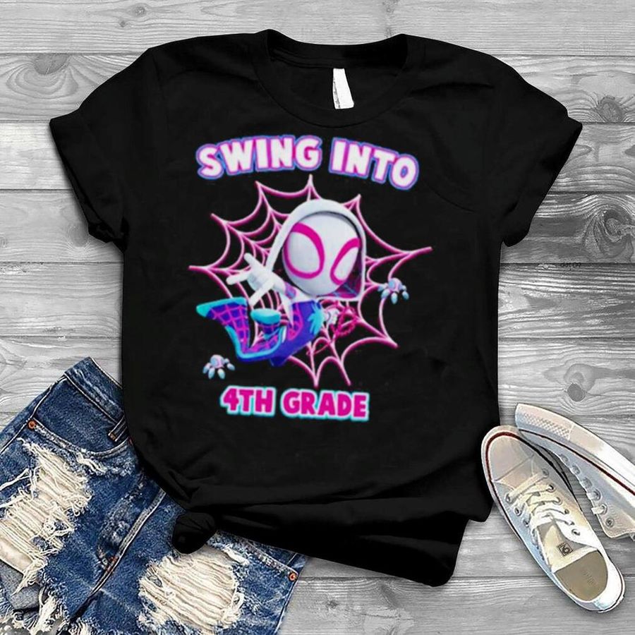 Kindergarten Teacher Spider Gwen Swing Into 4th Grade Back To School Shirt